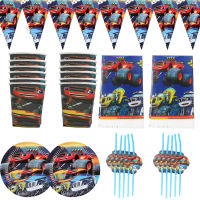 Happy Birthday Party Blaze Monster Machines Plates Boys Favors Cups Straws Tablecloth Baby Shower Decorate Banner41Pcslot