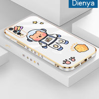 เคส Dienya สำหรับ Vivo Y20 Y20s Y20i Y20S G Y12A Y12s Y20T Y20S M Y20S D Y11s การ์ตูนหมีพื้นที่ใหม่กรอบสี่เหลี่ยมชุบพื้นผิวเคสซิลิก้าเจลกันกระแทกเคสมือถือรวมเลนส์กล้องถ่ายรูปฝาครอบป้องกัน