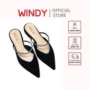 Dép Sục Nữ Mũi Nhọn Quai Ngang Đính Đá WINDY BB-0189