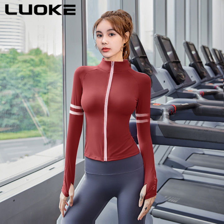 luoke-เสื้อแขนยาวมีซิปรุ่นสำหรับเล่นกีฬา-เสื้อผู้ชายสไตล์เรียบง่ายสำหรับใส่วิ่งออกกำลังกายในฤดูใบไม้ร่วงและฤดูหนาว