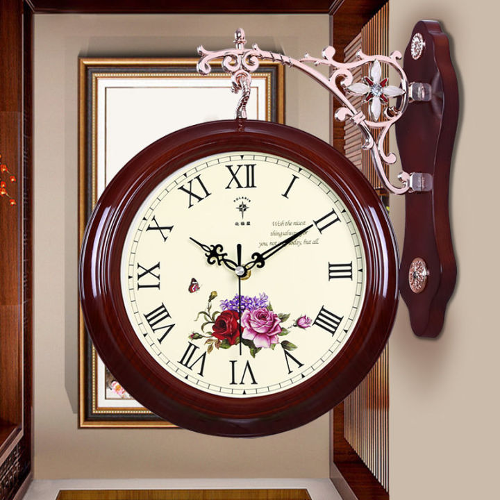 mzd-นาฬิกาควอทซ์โมเดิร์นเรียบง่าย-นาฬิกาแขวนผนังสองด้านสไตล์ยุโรปห้องนั่งเล่นนาฬิกาสองด้านใหญ่เงียบความคิดสร้างสรรค์