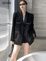 XITAO Blazer Coat Black Fashion Goddess Fan Temperament Coat