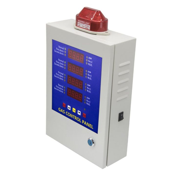 carcool-bh-50ระบบการตรวจสอบก๊าซ4ช่อง-เครื่องตรวจจับควบคุมสัญญาณเตือนระบบอัจฉริยะหน้าจอ-led-การสอบเทียบศูนย์บนสาย