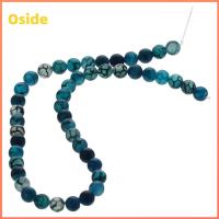 OSIDE 47 PCS สีฟ้าสีฟ้า ลูกปัดอัญมณีธรรมชาติ หินโมราหลอดเลือดดำมังกร อัญมณีธรรมชาติอัญมณี ลูกปัดหินอัญมณี ทำเครื่องประดับ DIY กลมกลมๆ ลูกปัดกลม8มม. กำไลข้อมือสร้อยข้อมือ