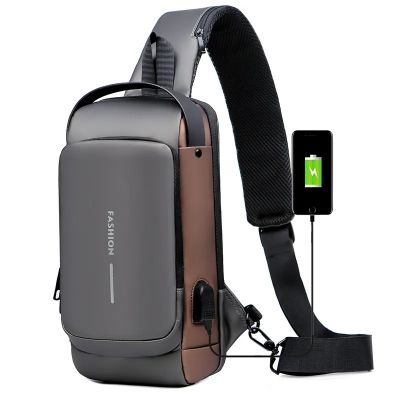 Men Chest Bag Crossbody Bag Waterproof USB Shoulder Bag Password button Anti-Theft Travel Messenger Sling Pack