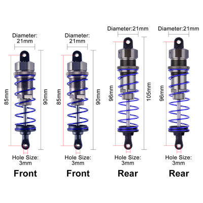 4Pcs ZD Racing 105mm Front Raer Shock Absorber Damper Suspension for 110 RC HSP Redcat HPI Hobao Buggy RC Cars Trucks Parts