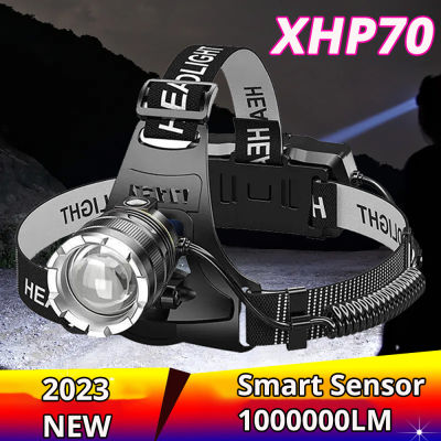 9000 Meters LED Headlamp Sensor XHP70 Most Powerful Flashlight USB Rechargeable Head Lamp Torch Light Lantern 0 Lumens
