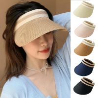 Topi Bucket หมวกแก็ปสำหรับผู้หญิง,หมวกแก็ปหมวกหน้ากากใส่ออกข้างนอกหมวกกันแดดผู้หญิงหมวกฟางทำมือหมวกสีลำลองหมวกว่างเปล่าหมวกชายหาดวันหยุดตกปลา