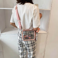 Transparent Bag Womens Bag 2023 New Wide Shoulder Strap Small Square Bag PVC Single Shoulder Diagonal Cross Mobile Phone Bag