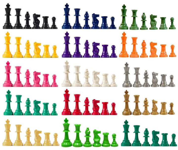 3 3/4'' ตัวหมากรุกสากลแบบสี(ครึ่งเซ็ต) Basic Club Chess Pieces - Color ...