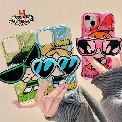 Powerpuff Girls Sunglasses Bracket Phone Case For iPhone 14 13 12 11 Pro Max X XR XS 6 6S 7 8 Plus SE 2020 Luxury Silicone Cover