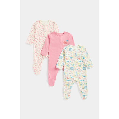 ชุดสลีพสูทเด็กทารก Mothercare Safari Sleepsuits - 3 Pack EB736