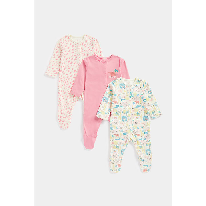 ชุดสลีพสูทเด็กทารก-mothercare-safari-sleepsuits-3-pack-eb736