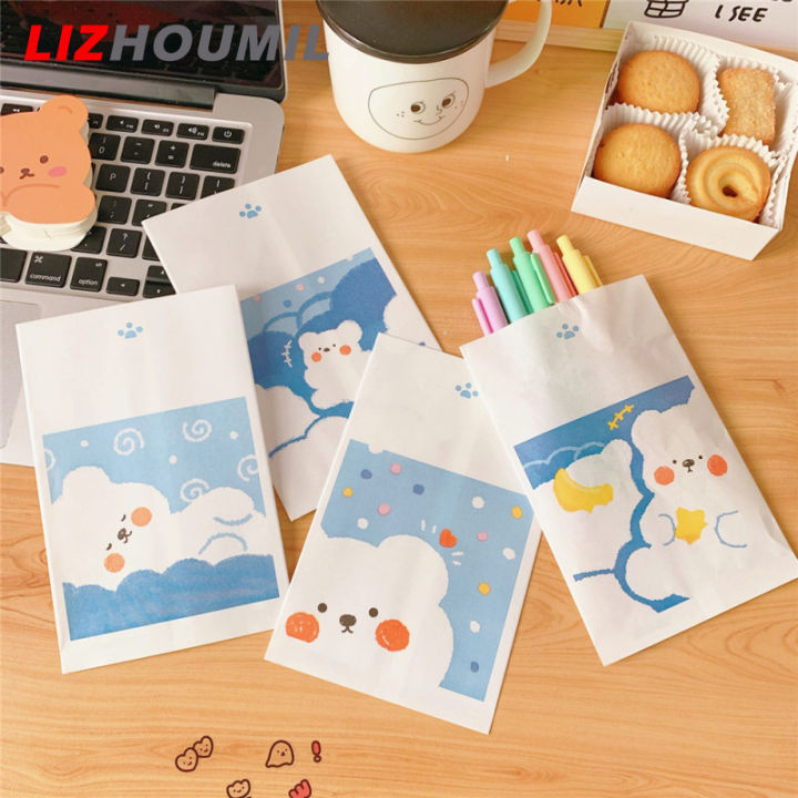 lizhoumil-กระเป๋าการจัดเก็บอย่างง่ายเวอร์ชั่นเกาหลี-กระเป๋าสะพายไหล่ตัวการ์ตูนน่ารักโพสท่าถุงกระดาษขนาดเล็กหมีเมฆน่ารักนุ่ม