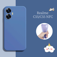 เคสสำหรับ Realme C55 NFC 2023เคสโทรศัพท์ยางซิลิโคนเหลวกรอบสี่เหลี่ยมนิ่มสำหรับ RealmeC55 C 55 C55NFC เคสสีดำ TPU นิ่ม