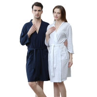 2021 Womens Summer Bathrobes Loose Solid Dressing Gown Female Nightgown V Neck Three Quarter Sleeve Oversized Ladies Nightwear