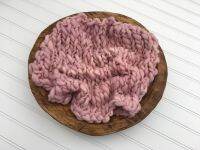 [High-end blanket] สีชมพู Mauve Pastel Handspun Merino ขนสัตว์ถัก Bump ผ้าห่มทารกแรกเกิดการถ่ายภาพ Prop Layer Layering หนาบาง Chunky เด็กทารกเด็กผู้หญิง