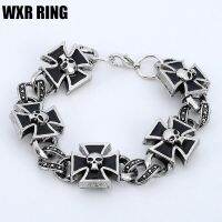 WXR RING แฟชั่นบุคลิกภาพฮิปฮอปSilver Gothicเหล็กกะโหลกคู่สร้อยข้อมือเหมาะสำหรับสร้อยข้อมือผู้ชายสร้อยข้อมืออัญมณี