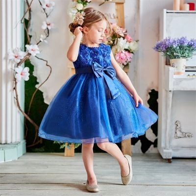 Baby Girl 3D Rose Flower Dress Party Birthday Wedding Gown