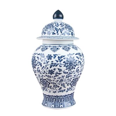 กระป๋องถังทั่วไปสีฟ้าและสีขาวพอร์ซเลนเครื่องแอนทีค Jingdezhen โถชากล่องใส่อาหาร Heyuan ในอนาคต