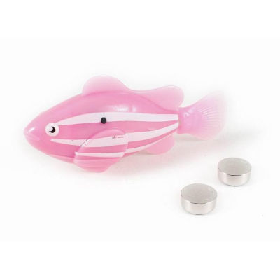 หุ่นยนต์ปลาสวยงาม ว่ายน้ำอัตโนมัติ Happy Fish Robot Toy Automatic swimming ลาย ชมพูพาดขาว Pink Stripe White