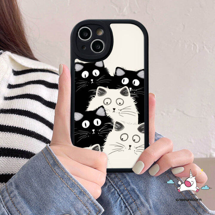 เคสมือถือลายแมวการ์ตูนน่ารักใช้ได้กับ-iphone-11-14-12-13-pro-max-7plus-xr-6s-7-8-plus-x-xs-max-se-2020ฝาครอบด้านหลังเนื้อนิ่ม-tpu-ตลก