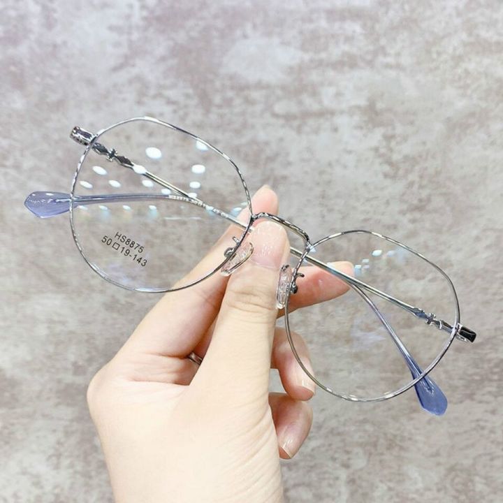 ป้องกัน-blue-ray-แว่นตาโลหะรูปไข่สำเร็จรูปแว่นสายตาสั้นสำหรับสตรีและผู้ชาย-shortsighted-แว่นสายตาที่มีใบสั่งจากแพทย์สายตาสั้นแว่นตา