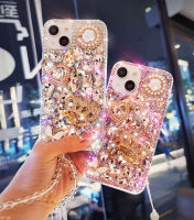 เคสเคสโทรศัพท์คริสตัลเพชรรูปหัวใจคราวน์สำหรับ iPhone 12 13 14 11 Pro 7 8 Plus X Max XR Samsung S21 S22 Galaxy S23 FE Ultra Note 20