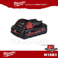 Milwaukee M18B3 แบตเตอรี่ M18™ HIGH OUTPUT™ 3.0Ah