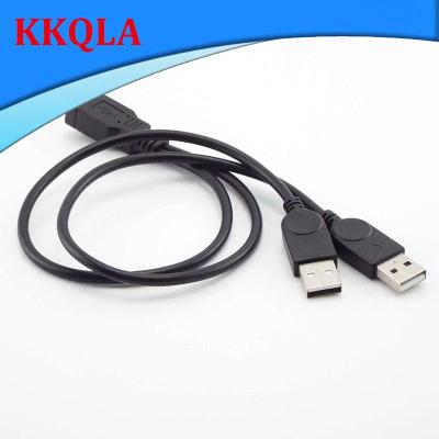 QKKQLA DC Power Supply Extension Cable USB 2.0 A female to Dual male Splitter Super Speed Data Sync Charging for U Disks