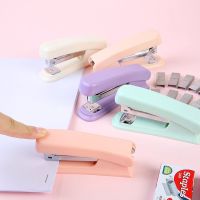 12#Cute Macaron Color Stapler Solid Color Binding Machine Solid Color Stapler School Office Supplies Staplers Punches