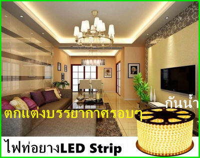 ไฟเส้น ไฟสายยาง Led Stripไฟสายยางท่อแบน  220v LED 120pcs/m IP67 ไฟเส้นประดับตกแต่ง ยกม้วน(100 เมตร)(แถมฟรี ปลั๊กหัวจ่าย2ตัว)