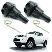 iBarod ปุ่มฉีดน้ำฝน หัวล้างน้ำฝน 2 ชิ้น สีดำ สำหรับ Mitsubishi Triton ปี 2006 - 2013