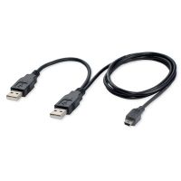 0.7M USB 2. 0 Two A Type Male to Mini 5 Pin Male Y Cable For 2.5 Mobile Hard Disk Drive HDD