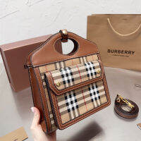 กระเป๋าโท้ทแฟชั่นลายสก๊อต TOP.1Burberrys สำหรับผู้หญิงความจุสูงกระเป๋าถือแบบเรียบง่ายเทรนด์นักออกแบบแบรนด์หญิงกระเป๋าสะพายไหล่