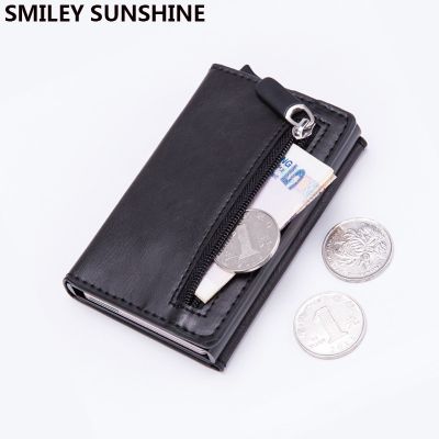 ZZOOI Magnet Rfid Blocking Card Holder Women Men Wallets Thin Slim Wallets Leather Coin Purse Small Male Black Mini Wallet portomonee