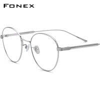 FONEX กรอบแว่นไททาเนียมสำหรับผู้หญิง,แว่นตากลมแบบย้อนยุคสไตล์วินเทจสำหรับผู้ชายแว่นสายตาสั้นแว่นตาเกาหลี2022ใหม่ปี F85683