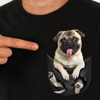 Cloocl Pocket T-Shirt Summer Pug Puppy Printed Tshirt Men For Shirt Tops Funny Cotton Black Tees Drop Shipping 【Size S-4XL-5XL-6XL】