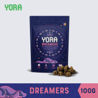 YORA Dreamers Baked Dog Treats โยรา ดรีมเมอร์ส ขนมบิสกิตสำหรับสุนัข ส่วนผสมจากโปรตีนจากแมลง รากวาเลเรี่ยน เลมอนบาล์ม และคาโมมายล์