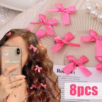 8pcs Pink Bowknot Hairpins Hair Clip for Girls Women Y2k Ballet Ornaments Side Barrettes Hair Grips Headwears Hair Accessories