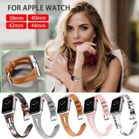 卐 Flower Floral Printed Leather Band For Apple Watch Series 4 3 2 1 Bracelet Strap for iWatch 4 38mm 42mm 40mm 44mm Wrist Belt