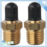 YIXIO 2PCS ถังเติมน้ำ วาล์วเติมลม NPT 1/4" วาล์ว Schrader ทองเหลืองเบิ้ล วาล์วชุบนิกเกิล ทนทานต่อการใช้งาน เครื่องอัดอากาศ วาล์วถัง1/4" รถสำหรับรถ