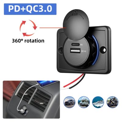 【hot】▤  36W QC3.0 PD USB Port Charger Car RV Fast Socket Outlet Most 12V/24V Vehicles