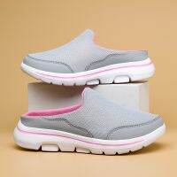 Lightweight Soft Soled Womens Shoes Comfortable Casual Sneakers Breathable Stretch Fabric Slip-On Loafers Half Slippers Big Size