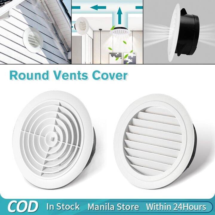 Round Air Vent ABS Louver Grille Cover Soffit Vent for Bathroom Office