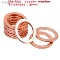 ✳▽ 10pcs M6 M8 M10 M12 M14 M16 M18 M20 thickness 1.5mm Solid Copper Washer Shim Flat Ring Gasket Rings Seal Plain Washers