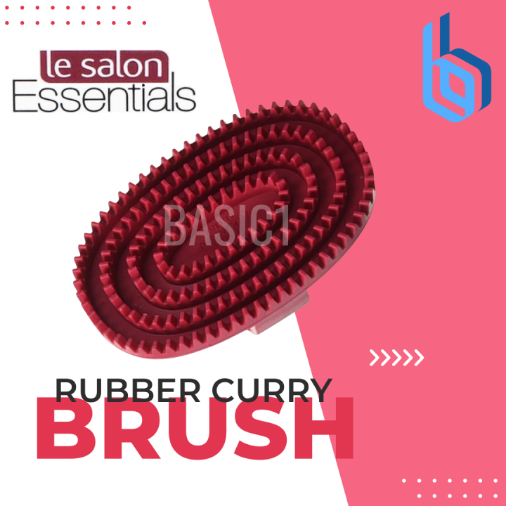 Le Salon Essentials Dog Rubber Curry Brush with Loop Handle Dog