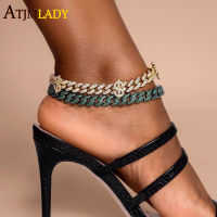 New Gold Silver Color Hip Hop Dollar Sign Charm Anklet 10MM CZ Cuba Chain Dollar Anklets For Women Jewelry