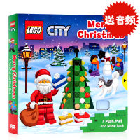 LEGO mechanism operation book LEGO Merry Christmas a push pull and slide Book English original picture book push-pull activity toy book paper board book theme picture book