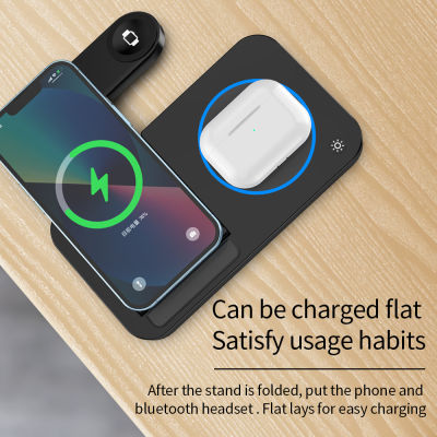 4 In 1 15W Wireless Charger Stand สำหรับ 14 13 12 Pro Max 7 6 3 2 Pro Fast Charging Station ที่วางศัพท์